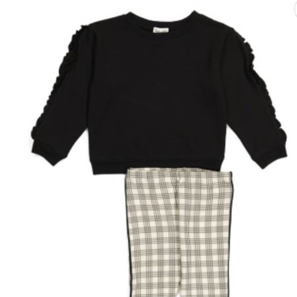 NWT Splendid baby-girls Long Sleeve, Ruffled Top and Plaid Legging Set